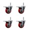 Service Caster 35 Inch Red Polyurethane Swivel 34 Inch Threaded Stem Caster Set with Total Lock Brake SCC-TSTTL20S3514-PPUB-RED-34212-4 - alternate 1